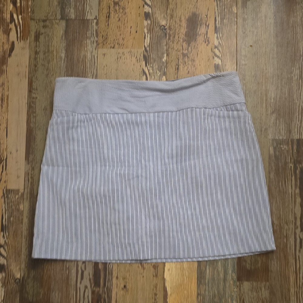 S.C. & CO Tummy Control Skirt Skort Women XXL Blue White Striped Stretch Pull On